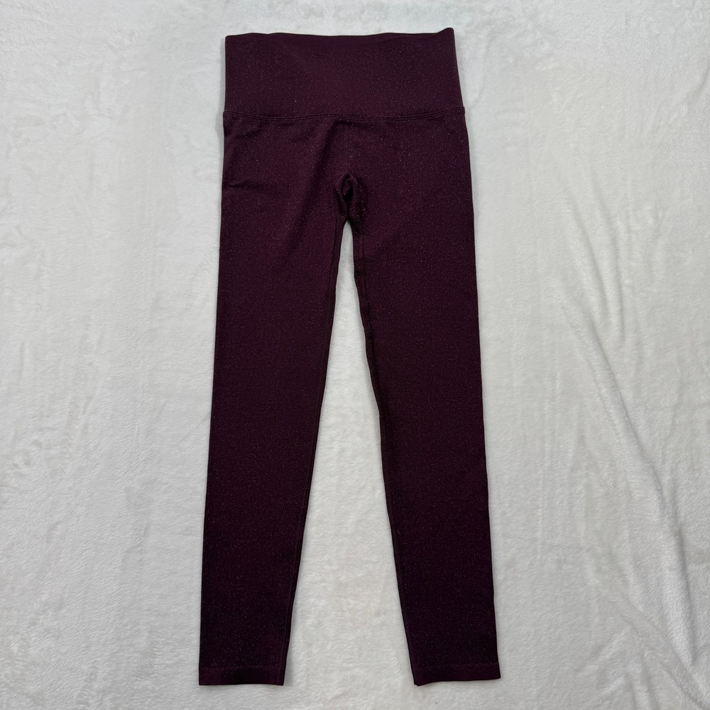 All in Motion Leggings Womens Small Burgundy Metallic Shimmer Seamless High Rise